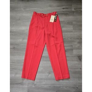 Vintage Pant-Her Panther Women Dress Career Pants Red Pleated 15/16 31x30.5‎ NWT